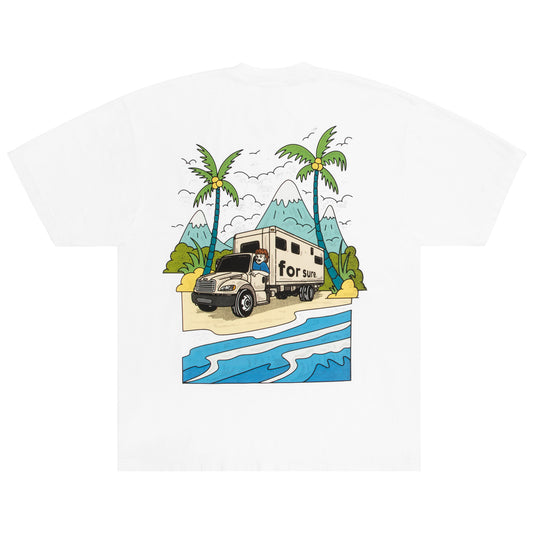 BEACH TRUCKER TEE - WHITE